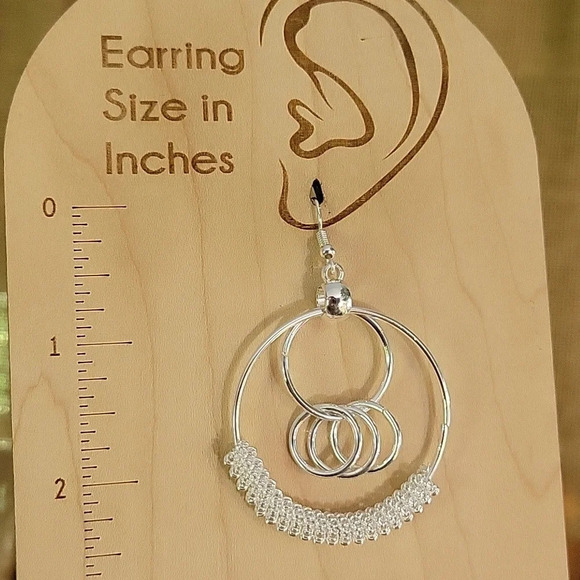 Oversized Ring Drop Hoop Earrings, S925 - Picture 4 of 8